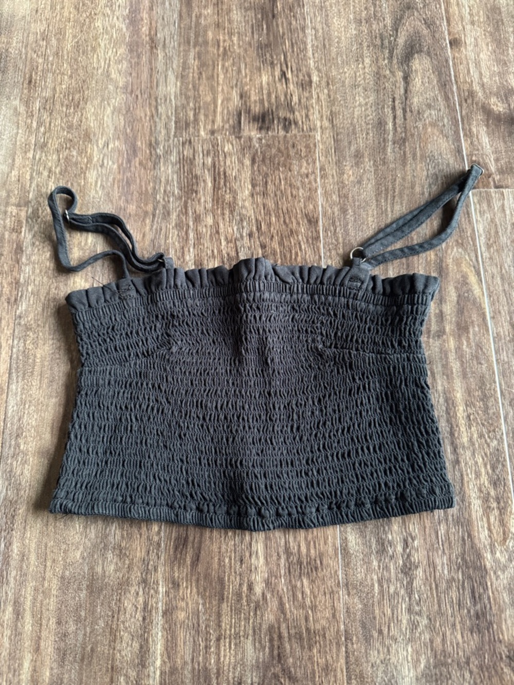 Abercrombie & Fitch Black Smocked Crop Top